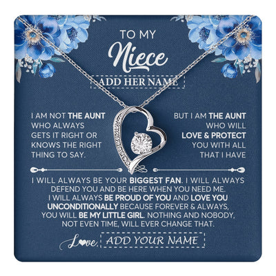 Forever Love Necklace 14K White Gold Finish | 1 | Personalized To My Niece Necklace From Aunt Proud Of You Birthday Gifts For Niece Jewelry Gifts Graduation Christmas Customized Gift Box Message Card | https://teecentury.