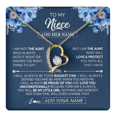Forever Love Necklace 18K Yellow Gold Finish | 1 | Personalized To My Niece Necklace From Aunt Proud Of You Birthday Gifts For Niece Jewelry Gifts Graduation Christmas Customized Gift Box Message Card | https://teecentury.