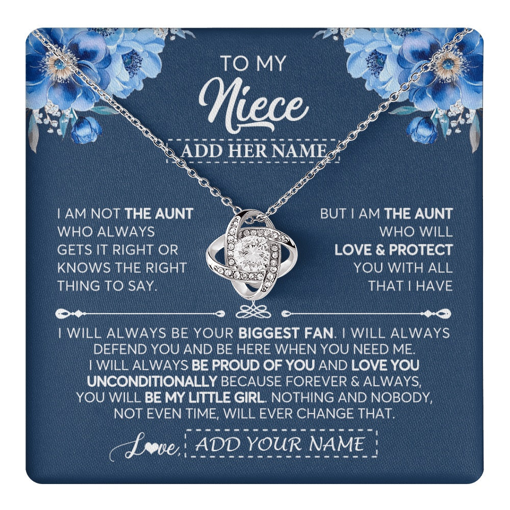 Love Knot Necklace 14K White Gold Finish | 1 | Personalized To My Niece Necklace From Aunt Proud Of You Birthday Gifts For Niece Jewelry Gifts Graduation Christmas Customized Gift Box Message Card | https://teecentury.