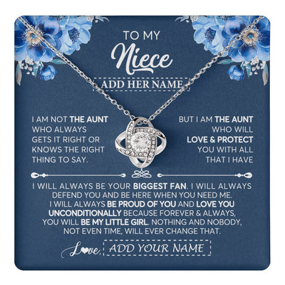 Love Knot Necklace 14K White Gold Finish | 1 | Personalized To My Niece Necklace From Aunt Proud Of You Birthday Gifts For Niece Jewelry Gifts Graduation Christmas Customized Gift Box Message Card | https://teecentury.