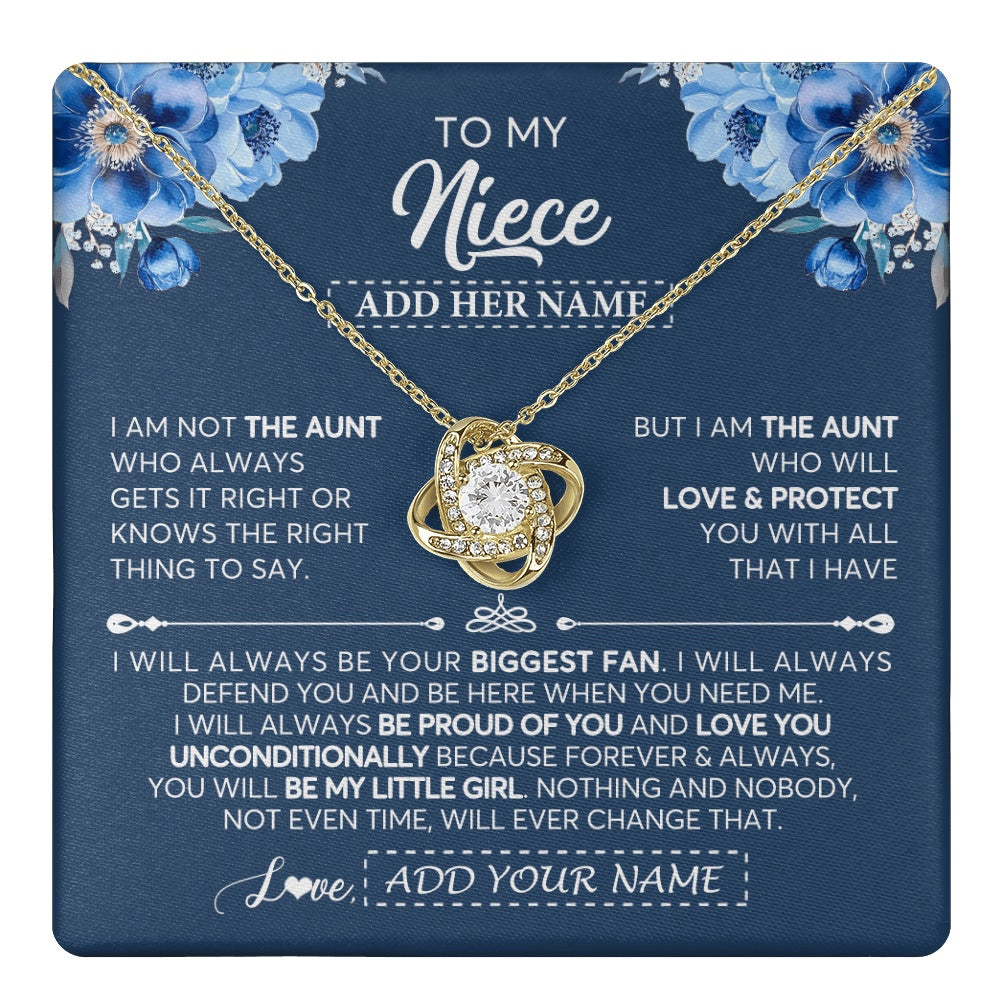 Love Knot Necklace 18K Yellow Gold Finish | 1 | Personalized To My Niece Necklace From Aunt Proud Of You Birthday Gifts For Niece Jewelry Gifts Graduation Christmas Customized Gift Box Message Card | https://teecentury.