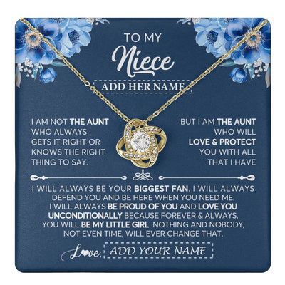 Love Knot Necklace 18K Yellow Gold Finish | 1 | Personalized To My Niece Necklace From Aunt Proud Of You Birthday Gifts For Niece Jewelry Gifts Graduation Christmas Customized Gift Box Message Card | https://teecentury.