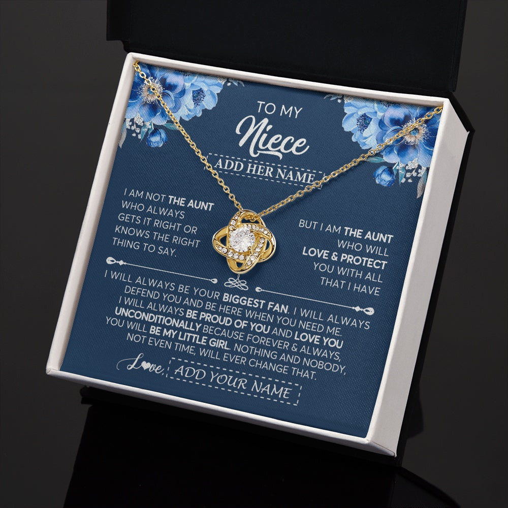 Love Knot Necklace 18K Yellow Gold Finish | 2 | Personalized To My Niece Necklace From Aunt Proud Of You Birthday Gifts For Niece Jewelry Gifts Graduation Christmas Customized Gift Box Message Card | https://teecentury.