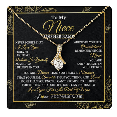 Alluring Beauty Necklace 18K Yellow Gold Finish | 1 | Personalized To My Niece Necklace From Aunt Uncle Auntie I Love You Gift For My Niece Birthday Gifts Graduation Christmas Customized Gift Box Message Card | teecentury.myshopify