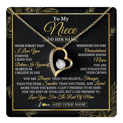 Forever Love Necklace 18K Yellow Gold Finish | 1 | Personalized To My Niece Necklace From Aunt Uncle Auntie I Love You Gift For My Niece Birthday Gifts Graduation Christmas Customized Gift Box Message Card | teecentury.myshopify