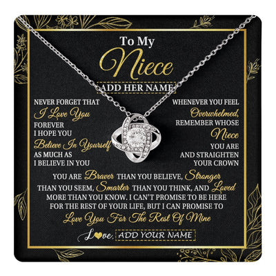 Love Knot Necklace 14K White Gold Finish | 1 | Personalized To My Niece Necklace From Aunt Uncle Auntie I Love You Gift For My Niece Birthday Gifts Graduation Christmas Customized Gift Box Message Card | teecentury.myshopify