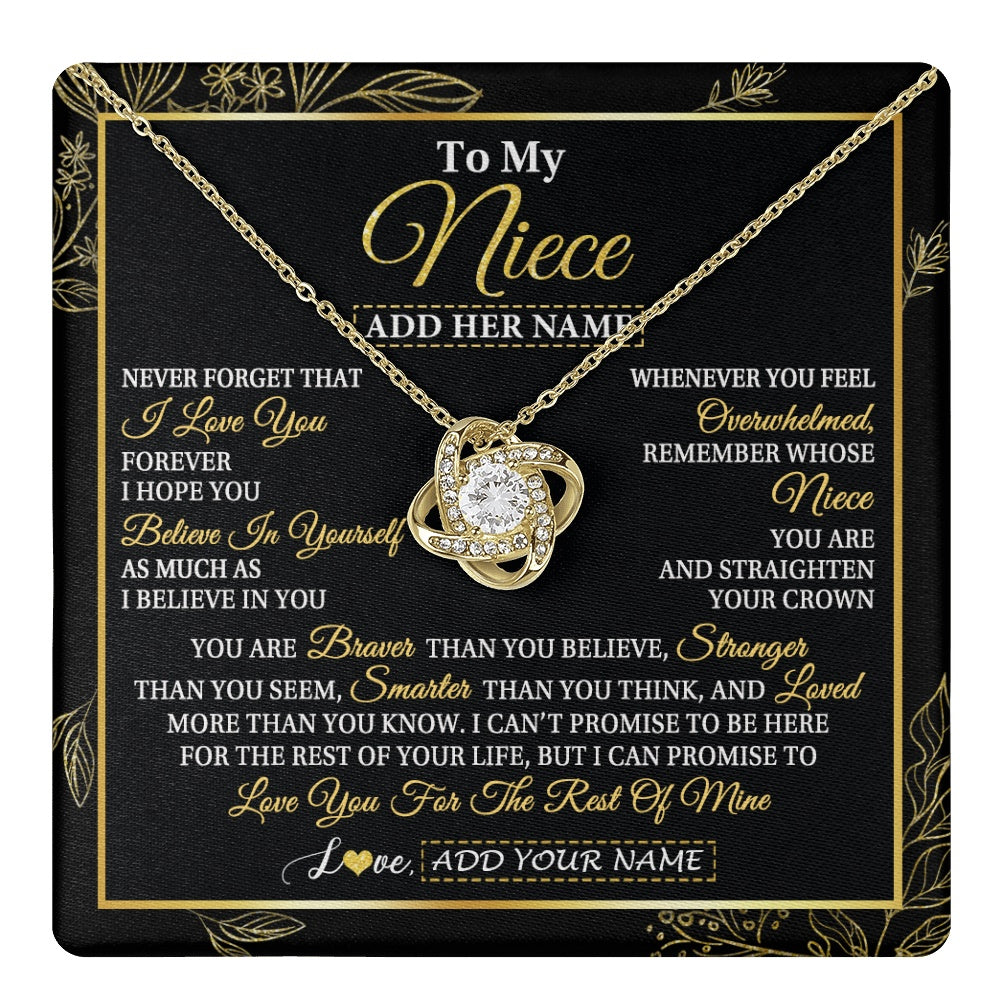 Love Knot Necklace 18K Yellow Gold Finish | 1 | Personalized To My Niece Necklace From Aunt Uncle Auntie I Love You Gift For My Niece Birthday Gifts Graduation Christmas Customized Gift Box Message Card | teecentury.myshopify