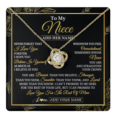 Love Knot Necklace 18K Yellow Gold Finish | 1 | Personalized To My Niece Necklace From Aunt Uncle Auntie I Love You Gift For My Niece Birthday Gifts Graduation Christmas Customized Gift Box Message Card | teecentury.myshopify