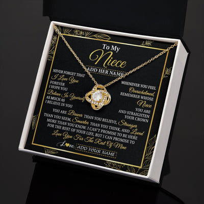 Love Knot Necklace 18K Yellow Gold Finish | 2 | Personalized To My Niece Necklace From Aunt Uncle Auntie I Love You Gift For My Niece Birthday Gifts Graduation Christmas Customized Gift Box Message Card | teecentury.myshopify