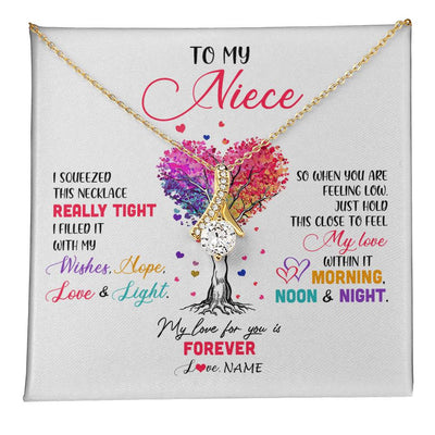 Alluring Beauty Necklace 18K Yellow Gold Finish | 1 | Personalized To My Niece Necklace From Aunt Uncle Auntie I Squeezed This Necklace Niece Birthday Graduation Christmas Customized Gift Box Message Card | teecentury