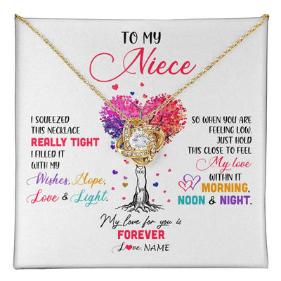 Love Knot Necklace 18K Yellow Gold Finish | 1 | Personalized To My Niece Necklace From Aunt Uncle Auntie I Squeezed This Necklace Niece Birthday Graduation Christmas Customized Gift Box Message Card | teecentury