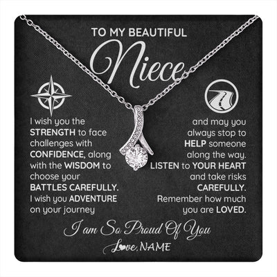 Alluring Beauty Necklace 14K White Gold Finish | 1 | Personalized To My Niece Necklace From Aunt Uncle Auntie I Wish You The Strength Niece Birthday Graduation Inspirational Customized Gift Box Message Card | teecentury.myshopify