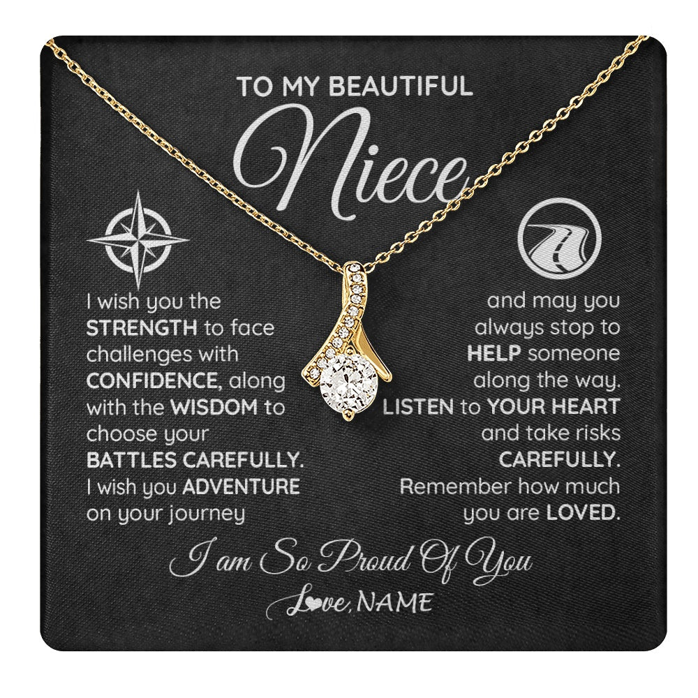Alluring Beauty Necklace 18K Yellow Gold Finish | 1 | Personalized To My Niece Necklace From Aunt Uncle Auntie I Wish You The Strength Niece Birthday Graduation Inspirational Customized Gift Box Message Card | teecentury.myshopify