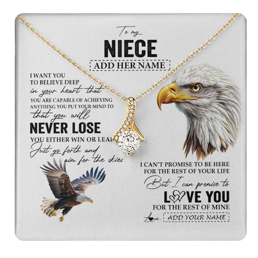 Alluring Beauty Necklace 18K Yellow Gold Finish | 1 | Personalized To My Niece Necklace From Aunt Uncle Auntie You Will Never Lose Eagle Niece Birthday Gifts Graduation Christmas Customized Gift Box Message Card | teecentury