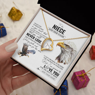 Forever Love Necklace 18K Yellow Gold Finish | 2 | Personalized To My Niece Necklace From Aunt Uncle Auntie You Will Never Lose Eagle Niece Birthday Gifts Graduation Christmas Customized Gift Box Message Card | teecentury