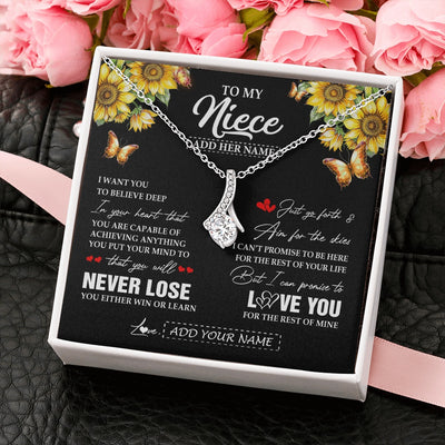 Alluring Beauty Necklace 14K White Gold Finish | 2 | Personalized To My Niece Necklace From Aunt Uncle Auntie You Will Never Lose Sunflower Niece Birthday Gifts Graduation Christmas Custom Gift Box Message Card | teecentury.myshopify