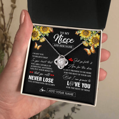 Love Knot Necklace 14K White Gold Finish | 2 | Personalized To My Niece Necklace From Aunt Uncle Auntie You Will Never Lose Sunflower Niece Birthday Gifts Graduation Christmas Custom Gift Box Message Card | teecentury.myshopify