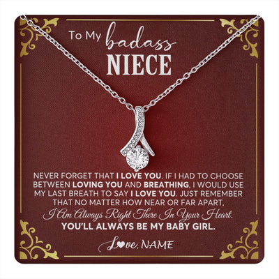 Alluring Beauty Necklace 14K White Gold Finish | 1 | Personalized To My Niece Necklace From Aunt Uncle Auntie You'll Always Be My Niece Birthday Christmas Jewelry Customized Gift Box Message Card | teecentury.myshopify