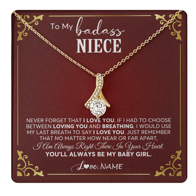 Alluring Beauty Necklace 18K Yellow Gold Finish | 1 | Personalized To My Niece Necklace From Aunt Uncle Auntie You'll Always Be My Niece Birthday Christmas Jewelry Customized Gift Box Message Card | teecentury.myshopify