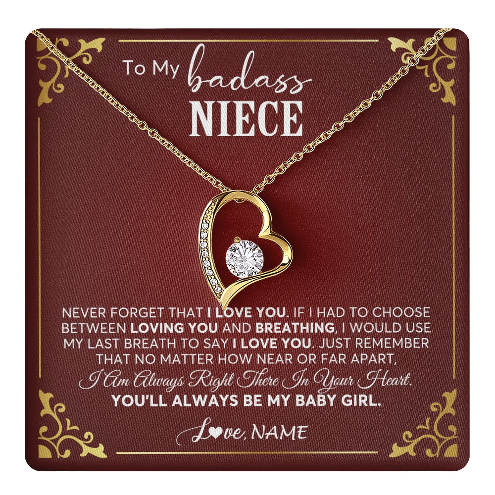 Forever Love Necklace 18K Yellow Gold Finish | 1 | Personalized To My Niece Necklace From Aunt Uncle Auntie You'll Always Be My Niece Birthday Christmas Jewelry Customized Gift Box Message Card | teecentury.myshopify