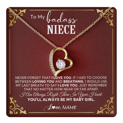 Forever Love Necklace 18K Yellow Gold Finish | 1 | Personalized To My Niece Necklace From Aunt Uncle Auntie You'll Always Be My Niece Birthday Christmas Jewelry Customized Gift Box Message Card | teecentury.myshopify