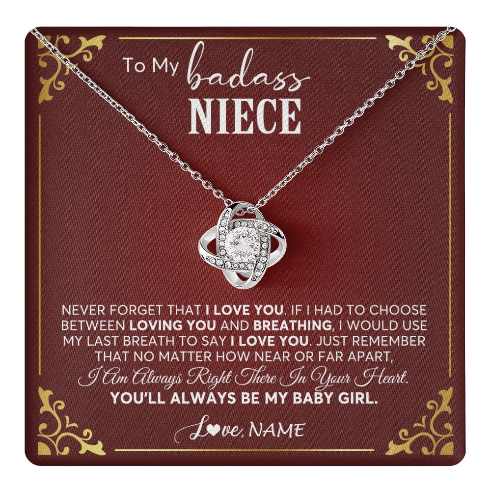Love Knot Necklace 14K White Gold Finish | 1 | Personalized To My Niece Necklace From Aunt Uncle Auntie You'll Always Be My Niece Birthday Christmas Jewelry Customized Gift Box Message Card | teecentury.myshopify