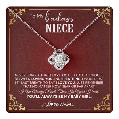 Love Knot Necklace 14K White Gold Finish | 1 | Personalized To My Niece Necklace From Aunt Uncle Auntie You'll Always Be My Niece Birthday Christmas Jewelry Customized Gift Box Message Card | teecentury.myshopify