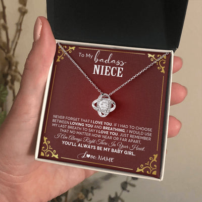 Love Knot Necklace 14K White Gold Finish | 2 | Personalized To My Niece Necklace From Aunt Uncle Auntie You'll Always Be My Niece Birthday Christmas Jewelry Customized Gift Box Message Card | teecentury.myshopify
