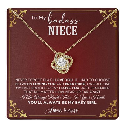 Love Knot Necklace 18K Yellow Gold Finish | 1 | Personalized To My Niece Necklace From Aunt Uncle Auntie You'll Always Be My Niece Birthday Christmas Jewelry Customized Gift Box Message Card | teecentury.myshopify