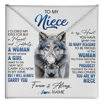 Alluring Beauty Necklace 14K White Gold Finish | 1 | Personalized To My Niece Necklace From Aunt Uncle I Close My Eyes For But A Moment Wolf Niece Birthday Gifts Christmas Customized Gift Box Message Card | teecentury