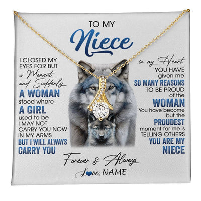 Alluring Beauty Necklace 18K Yellow Gold Finish | 1 | Personalized To My Niece Necklace From Aunt Uncle I Close My Eyes For But A Moment Wolf Niece Birthday Gifts Christmas Customized Gift Box Message Card | teecentury