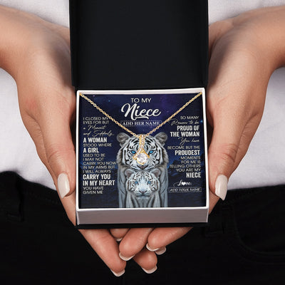 Alluring Beauty Necklace 18K Yellow Gold Finish | 2 | Personalized To My Niece Necklace From Aunt Uncle I Close My Eyes White Tiger Niece Birthday Gift Graduation Christmas Custom Gift Box Message Card | https://teecentury.