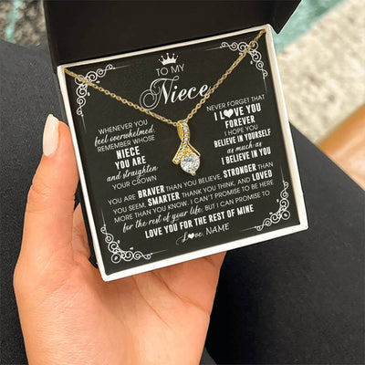 Alluring Beauty Necklace 18K Yellow Gold Finish | 2 | Personalized To My Niece Necklace From Aunt Uncle Inspirational Strength Niece Birthday Jewelry Graduation Christmas Customized Gift Box Message Card | teecentury