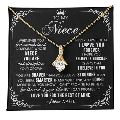 Alluring Beauty Necklace 18K Yellow Gold Finish | 1 | Personalized To My Niece Necklace From Aunt Uncle Inspirational Strength Niece Birthday Jewelry Graduation Christmas Customized Gift Box Message Card | teecentury