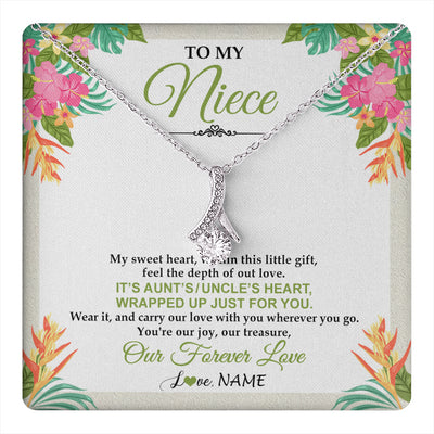 Alluring Beauty Necklace 14K White Gold Finish | 1 | Personalized To My Niece Necklace From Aunt Uncle My Sweet Heart Birthday Gift For Niece Graduation Anniversary Christmas Customized Gift Box Message Card | teecentury