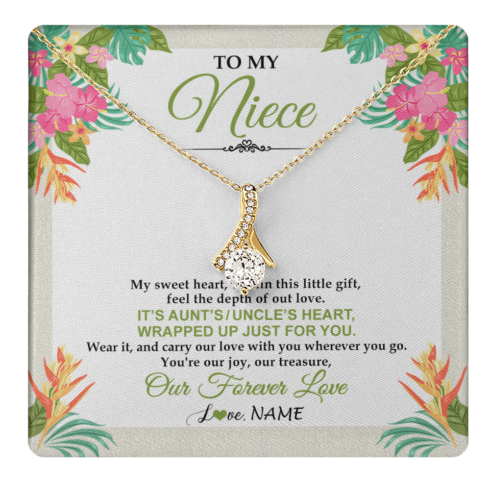 Alluring Beauty Necklace 18K Yellow Gold Finish | 1 | Personalized To My Niece Necklace From Aunt Uncle My Sweet Heart Birthday Gift For Niece Graduation Anniversary Christmas Customized Gift Box Message Card | teecentury