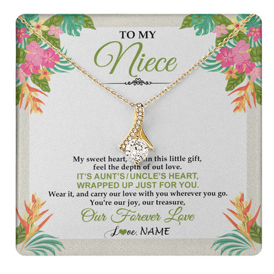 Alluring Beauty Necklace 18K Yellow Gold Finish | 1 | Personalized To My Niece Necklace From Aunt Uncle My Sweet Heart Birthday Gift For Niece Graduation Anniversary Christmas Customized Gift Box Message Card | teecentury