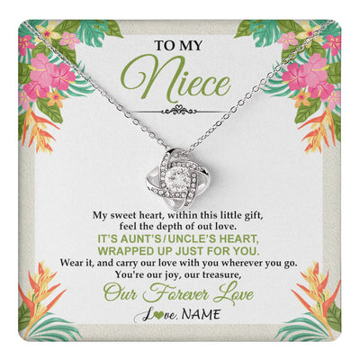 Love Knot Necklace 14K White Gold Finish | 1 | Personalized To My Niece Necklace From Aunt Uncle My Sweet Heart Birthday Gift For Niece Graduation Anniversary Christmas Customized Gift Box Message Card | teecentury