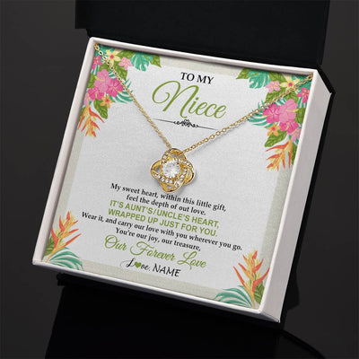 Love Knot Necklace 18K Yellow Gold Finish | 2 | Personalized To My Niece Necklace From Aunt Uncle My Sweet Heart Birthday Gift For Niece Graduation Anniversary Christmas Customized Gift Box Message Card | teecentury
