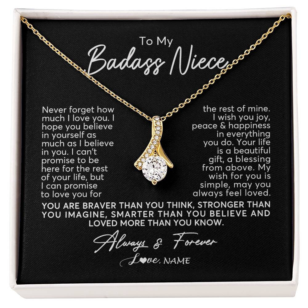 Alluring Beauty Necklace 18K Yellow Gold Finish | Personalized To My Niece Necklace From Aunt Uncle Never Forget How Much I Love You Niece Jewelry Birthday Christmas Graduation Customized Gift Box Message Card | teecentury