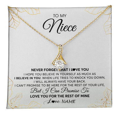 Alluring Beauty Necklace 18K Yellow Gold Finish | 1 | Personalized To My Niece Necklace From Aunt Uncle Never Forget That I Love You Niece Birthday Graduation Christmas Customized Gift Box Message Card | teecentury