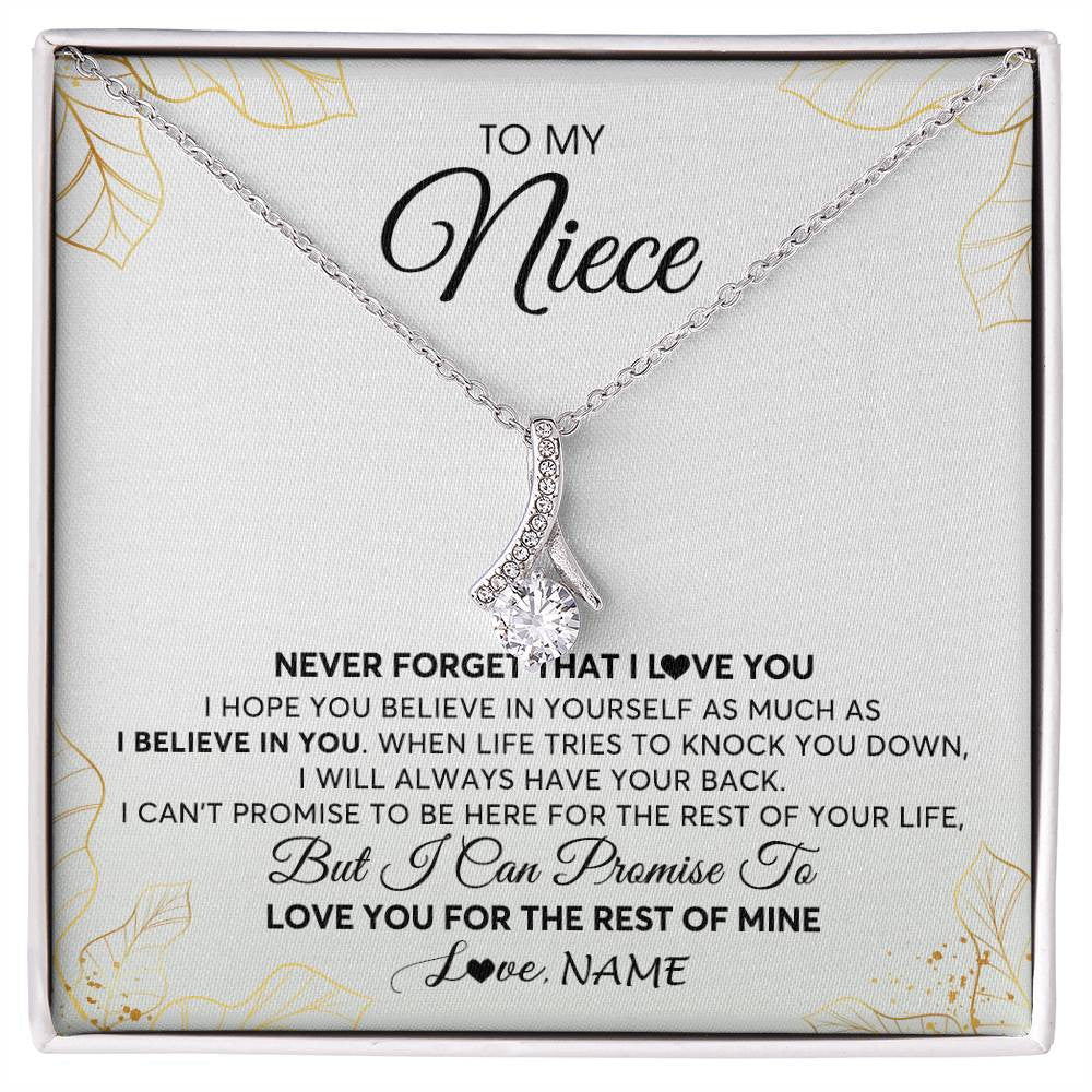 Alluring Beauty Necklace | Personalized To My Niece Necklace From Aunt Uncle Never Forget That I Love You Niece Birthday Graduation Christmas Customized Gift Box Message Card | teecentury