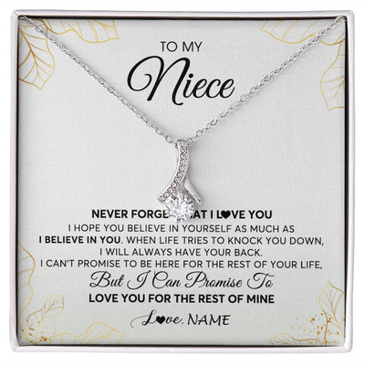Alluring Beauty Necklace | Personalized To My Niece Necklace From Aunt Uncle Never Forget That I Love You Niece Birthday Graduation Christmas Customized Gift Box Message Card | teecentury