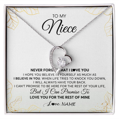 Forever Love Necklace | Personalized To My Niece Necklace From Aunt Uncle Never Forget That I Love You Niece Birthday Graduation Christmas Customized Gift Box Message Card | teecentury