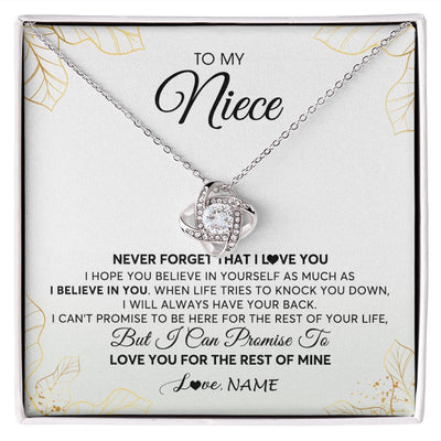 Love Knot Necklace | Personalized To My Niece Necklace From Aunt Uncle Never Forget That I Love You Niece Birthday Graduation Christmas Customized Gift Box Message Card | teecentury
