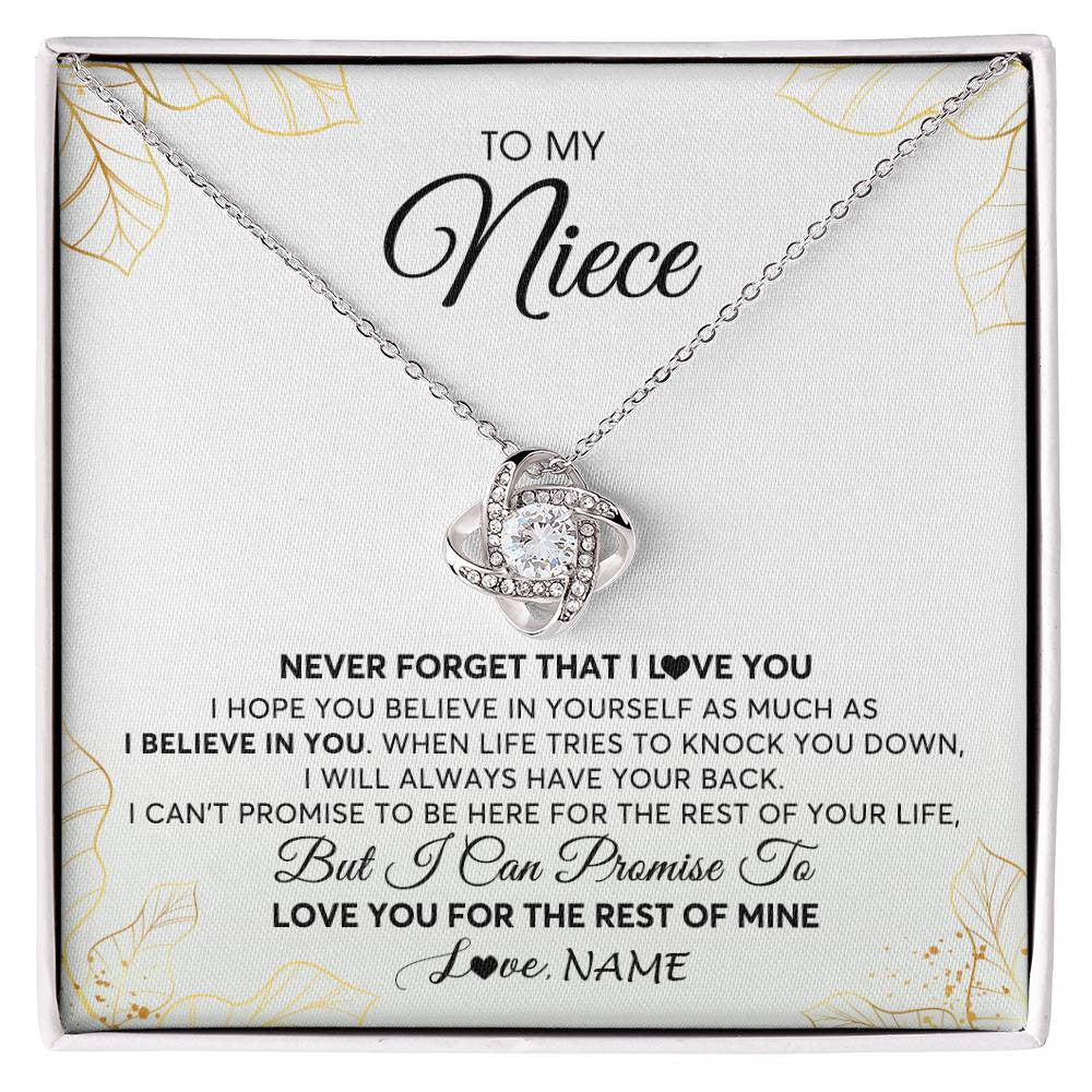 Love Knot Necklace | Personalized To My Niece Necklace From Aunt Uncle Never Forget That I Love You Niece Birthday Graduation Christmas Customized Gift Box Message Card | teecentury