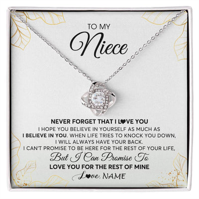 Love Knot Necklace | Personalized To My Niece Necklace From Aunt Uncle Never Forget That I Love You Niece Birthday Graduation Christmas Customized Gift Box Message Card | teecentury
