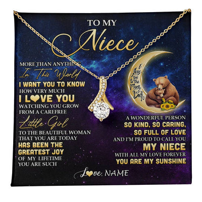 Alluring Beauty Necklace 18K Yellow Gold Finish | 1 | Personalized To My Niece Necklace From Aunt Uncle Positive Energy Encourage Brave Little Bear Niece Birthday Gifts Christmas Customized Gift Box Message Card | teecentury