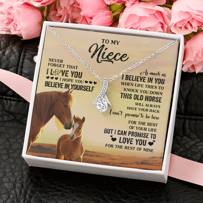 Alluring Beauty Necklace 14K White Gold Finish | 2 | Personalized To My Niece Necklace From Aunt Uncle This Old Horse Love You Niece Birthday Gifts Jewelry Graduation Christmas Customized Gift Box Message Card | teecentury