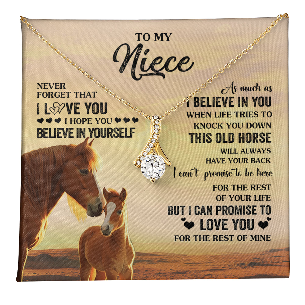 Alluring Beauty Necklace 18K Yellow Gold Finish | 1 | Personalized To My Niece Necklace From Aunt Uncle This Old Horse Love You Niece Birthday Gifts Jewelry Graduation Christmas Customized Gift Box Message Card | teecentury